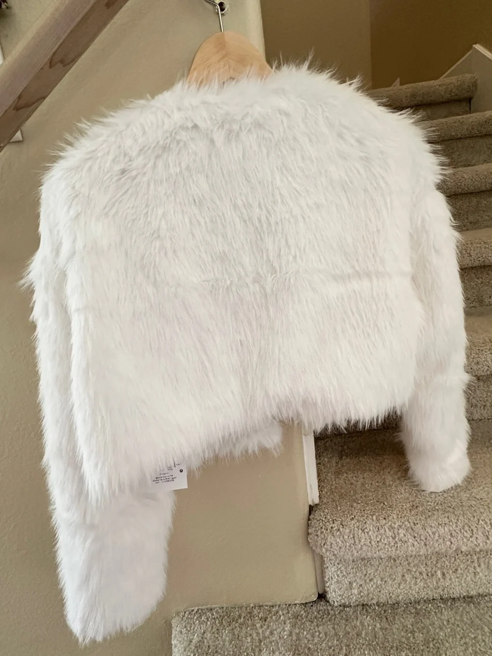 White Faux Fur Cropped Jacket - Women's Coat